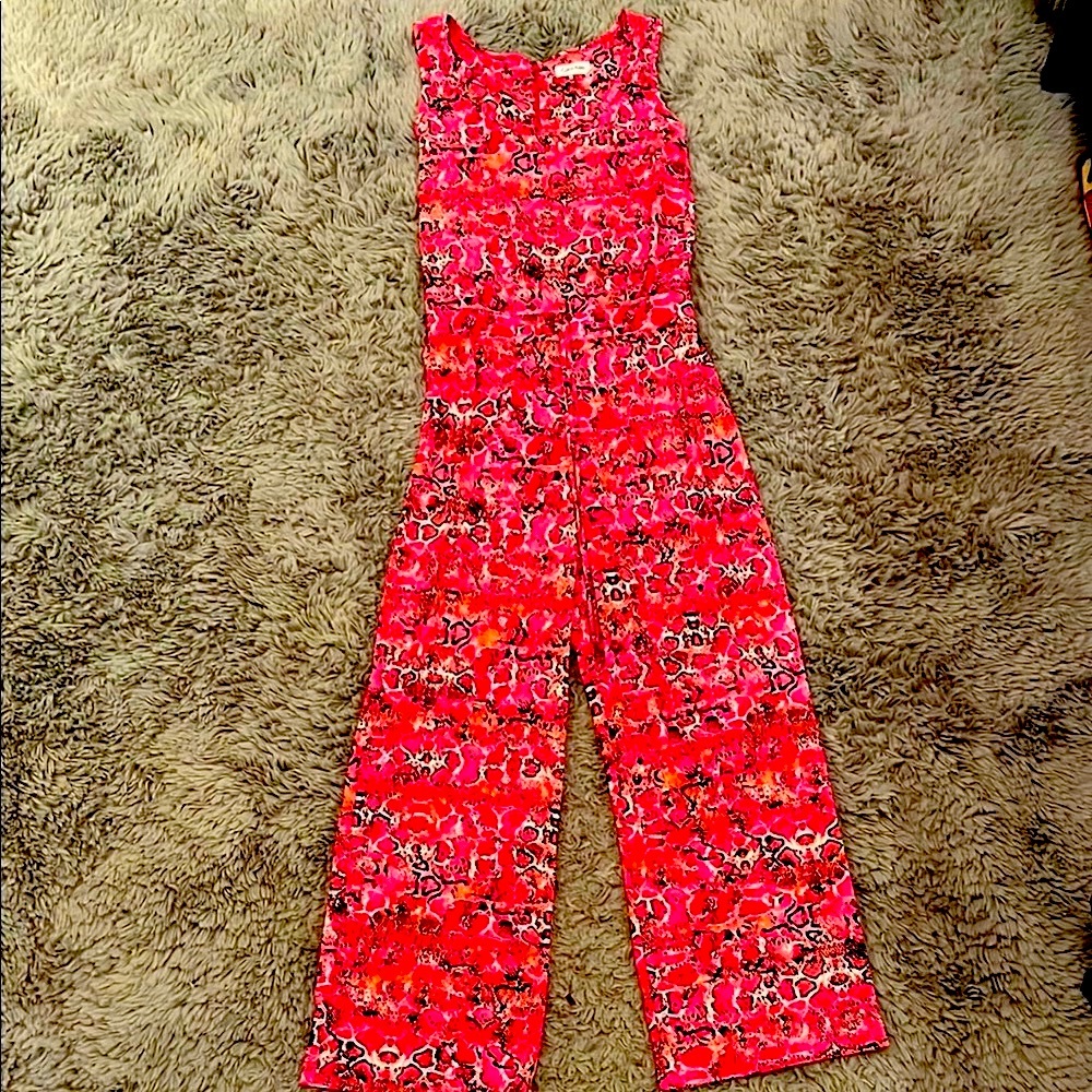 Calvin Klein Pink Floral Jumpsuit with Wide-Leg Design